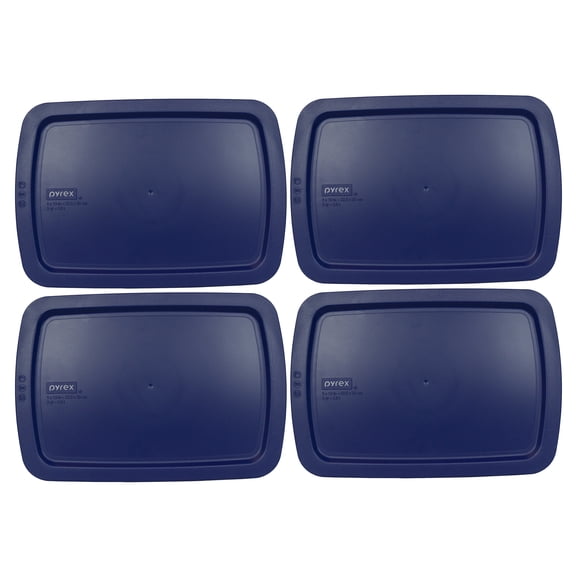 Pyrex C-233-PC Blue Plastic Rectangle Food Storage Replacement Lid Cover (4-Pack)