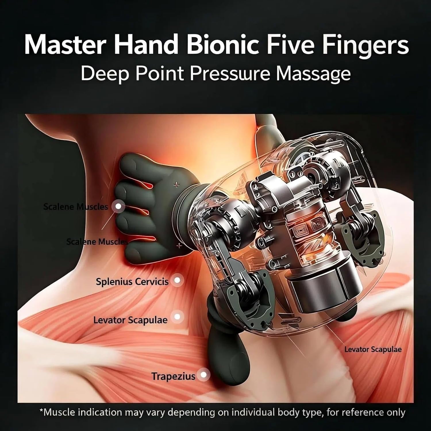 4D Neck & Shoulder Massager with Heat — Deep Tissue Bionic Kneading Massage Device, Real-Touch Hands Simulation, Portable Electric Back & Neck Massager for Pain Relief, Home & Office Relaxation