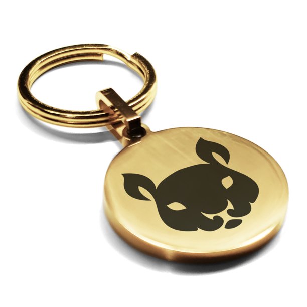 Stainless Steel Year of the Rat Zodiac Round Medallion Keychain Circle Ring