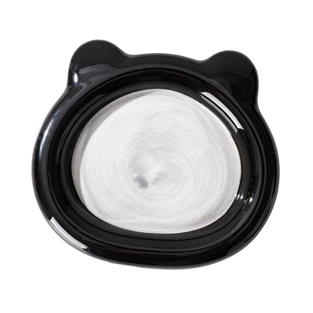 Cuenco de cerámica para gatos, cuenco de comida para mascotas, plato de alimentación para mascotas, plato poco profundo, platos para gatos pequeños y , oso pequeño