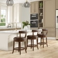 thumbnail image 3 of ROME + OAK Ruxban 26" Swivel Counter Stool, Walnut with Saddle Brown Vegan Leather, Set of 4, 3 of 8