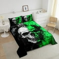 thumbnail image 4 of Erosebridal Gothic Skull Bedding Twin Comforter Set,Black Green Down Comforter,Happy Halloween Bedding Sets Twin with Comforter,Ultra Soft Abstract Bedroom Decorative,Reversible,2-Piece, 4 of 8