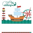 thumbnail image 3 of Reveal Party Duvet Cover Set, Ahoy Sail Boat on Sea Waves Lighthouse and Compass Anchor Celebration, Decorative 3 Piece Bedding Set with 2 Pillow Shams, Queen Size, Brown Teal and Red, by Ambesonne, 3 of 3