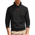 thumbnail image 2 of pstuiky manga larga para hombre, Blusa/camiseta informal y moderna de terciopelo de punto con cuello alto y cremallera para hombre, de color liso Tops de hombre l, 2 of 6