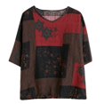thumbnail image 4 of Camisetas para Mujer Fiudx Camiseta Holgada Informal Estampado Manga Corta Algodón Lino, 4 of 7