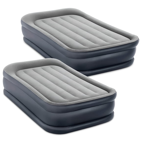 Intex Dura Beam Deluxe Pillow Raised Mattress w/ Built In Pump, Twin, 2 Pack