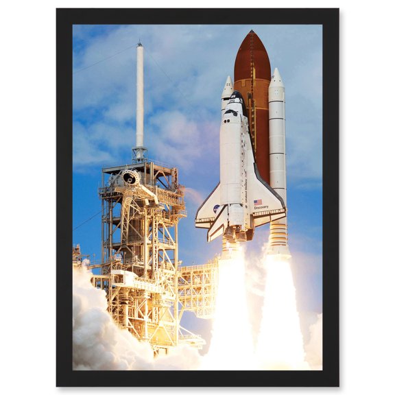 Space Nasa Shuttle Discovery Rocket Launch USA Photo Artwork Framed Wall Art Print A4