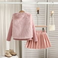 thumbnail image 5 of FAOWME Toddler Girls Outfits Long Sleeve Round Neck Top Fuzzy Vest And Pleated Skirt 3 Piece Fashion Comfortable Sets For Daily Wear,Pink,2-3 Years, 5 of 9