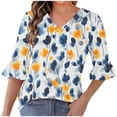 thumbnail image 2 of Mgmyaa V Neck Ruffle Sleeve Blouse Women Casual Loose Fit Tunic Top for Summer, 2 of 6