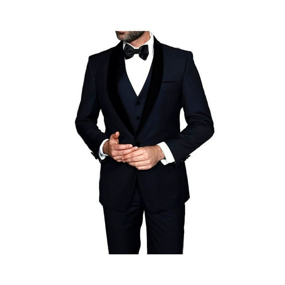 Statement ENCOREV Men's 3 Piece Shawl Collar Tuxedo - Navy - 46L
