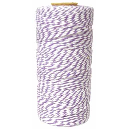 Just Artifacts ECO Bakers Twine 110yd 12Ply Striped Lavender - Decorative Bakers Twine for DIY Crafts and Gift