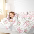 thumbnail image 3 of Erosebridal Pink Bow Ribbon Twin Comforter Sets for Girls, Retro Flower Floral Bedding Set, Pink Reversible, 2 Pieces, 3 of 6