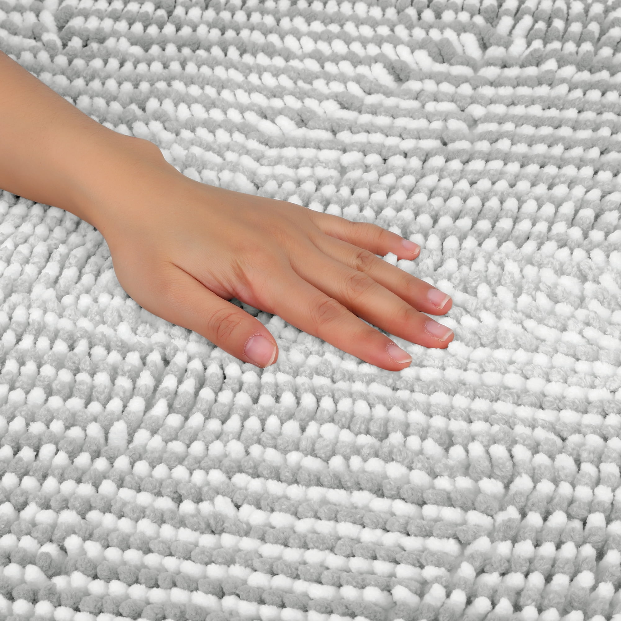Unique Bargains Quick Dry Non Slip Chenille Bath Mat Cozy Shaggy Bath Rugs Gray 20" x 32"