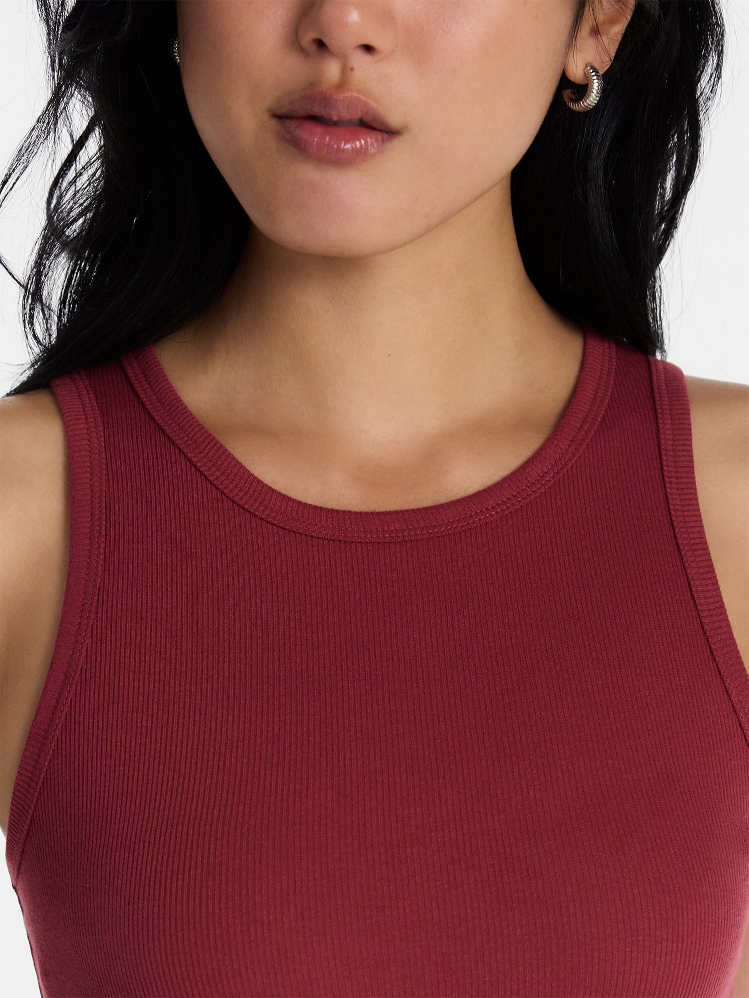 No Boundaries Ribbed High Neck Tank Top, Women's XXS-XXL