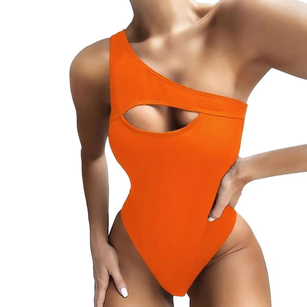 Bañador de una pieza Gibobby Traje de baño de mujer Bikini sexy color sólido cintura alta