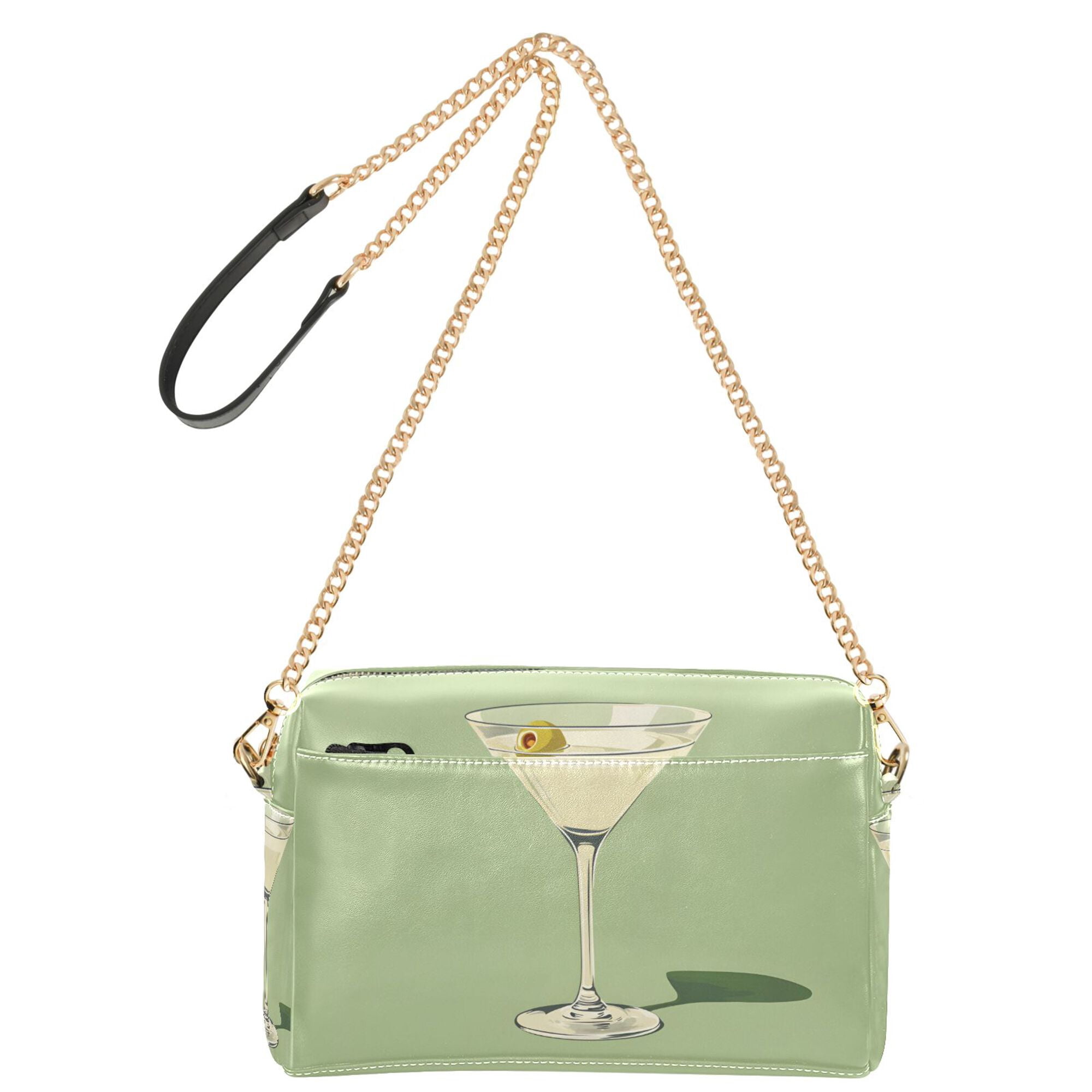 FORMRS Women Crossbody Purse with Chain Strap Vegan Leather Shoulder Handbag, Light Green Martini