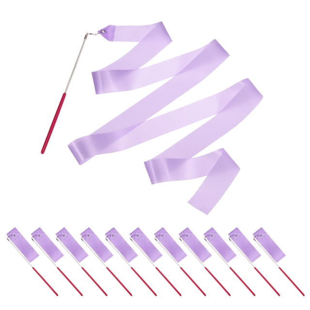 Uxcell Dance Ribbons, Gymnastics Dance Streamers with Non-Slip Wand Dance Flag Light Purple