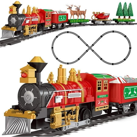 Fun Little Toys 30 Pcs Christmas Electronic Classic Railway Train Set,Xmas,Birthday Gifts for Boys,Girls