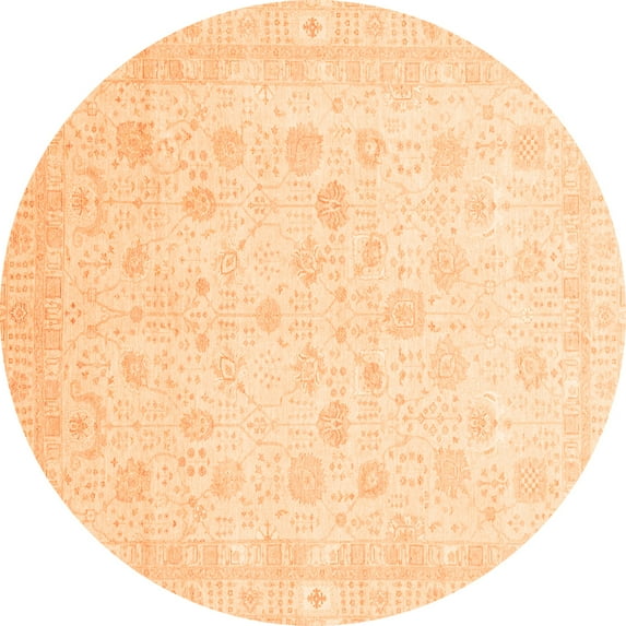Ahgly Company Indoor Round Oriental Orange Traditional Area Rugs, 8' Round