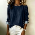 thumbnail image 4 of Levmjia Women Solid Color Denim Blouse Soft Breathable Denim Relaxed Loose Fit Long Sleeve Casual Pullover Shirt Office Commute Holiday Travel Daily Versatile Everyday Outfit, 4 of 7