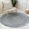 thumbnail image 2 of SAFAVIEH Braided Brittania Solid Polyester Reversible Area Rug, Blue/Ivory, 5' x 5' Round, 2 of 7