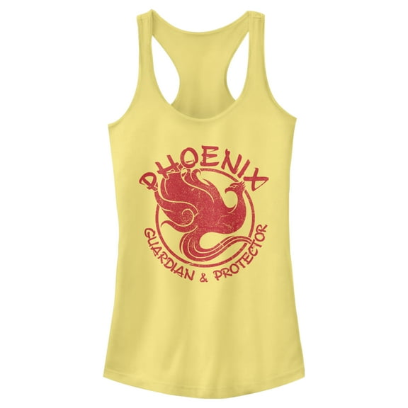 Junior's Mulan Phoenix Guardian  Racerback Tank Top Banana 2X Large