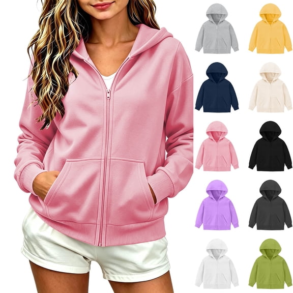 Child Sweatshirt Dqueduo Kids' Zip Up Hoodie Casual Long Sleeve Hooded Sweatshirt Jacket With Front Pocket For Daily Wear