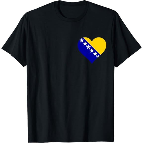 men and women can wear,Bosnia and Herzegovina Flag Heart Love T-Shirt