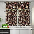 thumbnail image 2 of Coffee and Cane Candy Kitchen Curtain Valance and Tiers Set of 3 Coffee Theme Farmhouse 24 Inch Length Tier Curtains Kitchen Decor Blackout Drape Window Curtain,Size M, 2 of 4