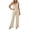 Beige, variant on Womens Pajamas Set Sleeveless Lounge Sets Comfy Tank Top and Pants Pjs Set V Neck 2 Piece Sleepwear Wine,S