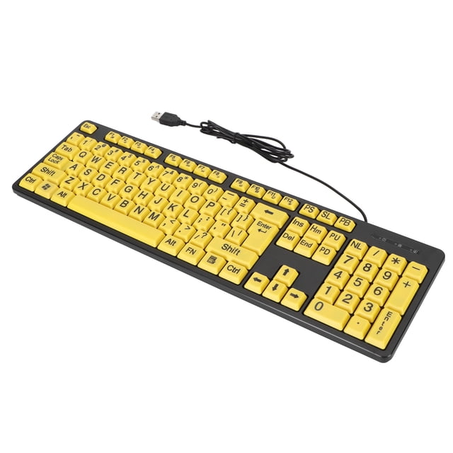 USB Keyboard, Large Print Keys 4.9ft Long USB Cable Convenient Computer Keyboard Comfortable 104 Keys Wide Application for Laptop for Learning