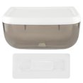 thumbnail image 1 of Organizador de baño moderno para papel higiénico y dispositivos Caja de pañuelos de pared negra transparente con soporte para teléfono, 1 of 8