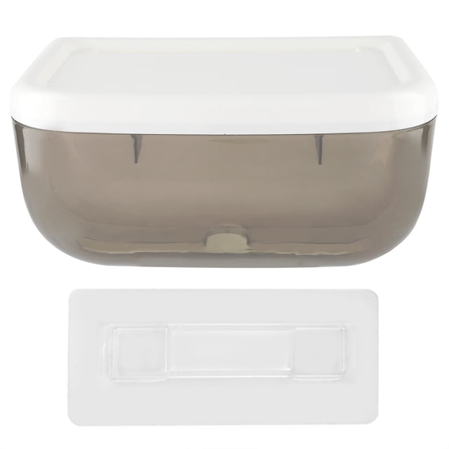 Organizador de baño moderno para papel higiénico y dispositivos Caja de pañuelos de pared negra transparente con soporte para teléfono