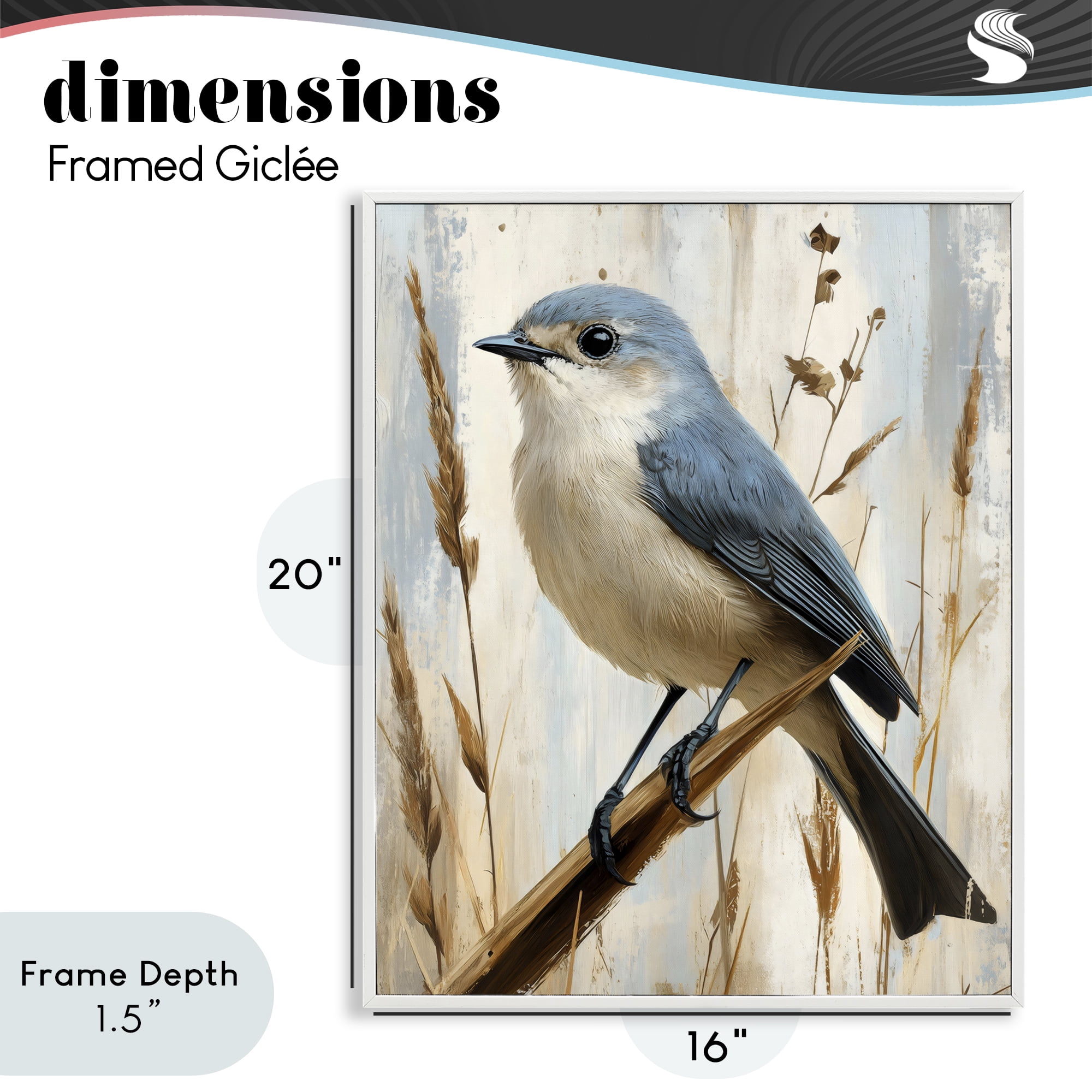 Stupell Industries Bluebird on Tall Glass Perch White Framed Giclee Art, design by Creative Studio