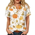 thumbnail image 2 of Halloween Shirts for Women Candy Spider Graphic Henley Scary Tops Skeleton Loose Fit Short Sleeve Horror Cute T-Shirt 3XL, 2 of 7