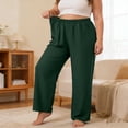 thumbnail image 2 of Ozmmyan Womens Plus Size Wide Leg Sweatpants Solid Color Ultra-Thin Sweat Pants High Elastic Waist Cotton Lounge Pants Yoga Sleepwear Casual Home Trousers for Spring Summer, 2 of 4