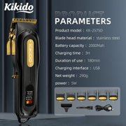 KIKIDO Professional Hair Clipper Set for Men - USB Rechargeable Haircut System for Barbers & Home Use