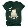 thumbnail image 6 of enyan Halloween Autumn Shirts for Women Funny Ghost Pumpkin Graphic Printed Shirts Halloween Short Sleeve Graphic Tees Fall T-Shirts Tops Dark Green,M, 6 of 6