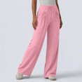 thumbnail image 6 of Women's High Waisted Wide Leg Pants Casual Pleated Palazzo Trousers Loose Fit Straight Leg Lounge Pants with Drawstring and Pockets, 6 of 6