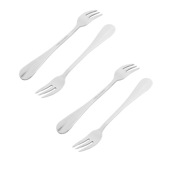 Household Restaurant Tool Metal Fruit Dessert Appetizer Fork Silver Tone 4pcs