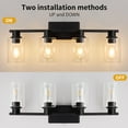 thumbnail image 5 of Bathroom Vanity Lights 4 Lights Black Wall Mounted Mirror Wall Lights with Glass Cover Bathroom Farmhouse Bedroom Dressing Lights, 5 of 5