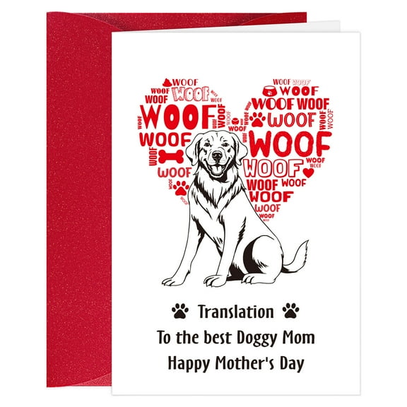 WaaHome Mother's Day Card for Mom - 5.5"x8" Funny Dog Mom Card with Envelope Best Mother's Day Gift for Women Dog Moms Mommy Mama from Dog