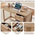 thumbnail image 5 of LELELINKY 48" Farmhouse Office Desk with 3 Drawers, Wood Computer Desk for Home Office, Bedroom, Natural, 5 of 7
