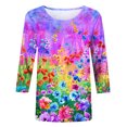 thumbnail image 5 of Hauts d'Été pour Femmes 2023 Mode pour Femmes T-shirt Ample Imprimé de Pâques Mi-Long Manches 3/4 Blouse Col Rond Hauts Décontractés Hauts à Manches 3/4 pour Femmes en Liquidation, 5 of 5