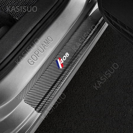 Carbon Fiber Car Door Threshold Sticker For Peugeot 408 Threshold Bar Rear Trunk Car Door Anti-kick Stickers Accessories