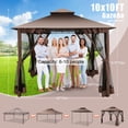 thumbnail image 5 of HOTEEL 10x10 Gazebos for Patios, Canopy Tent Outdoor Gazebo Backyard Gazebo Patio with Mosquito Netting and Double Roof for Party, Wedding, BBQ and Event, Brown, 5 of 9