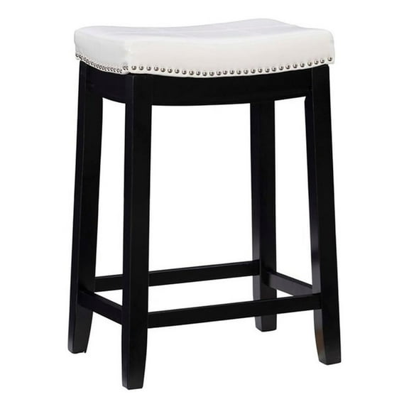 Kingfisher Lane 26" Transitional Wood/PU Counter Stool in Black/White
