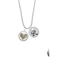thumbnail image 2 of Delight Jewelry Silvertone Domed Puzzle Piece Heart Silvertone Script Initial Disc - R - Charm Necklace, 20"+3", 2 of 4