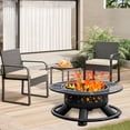 thumbnail image 6 of 47Inch Wood Burning Fire Pit Table with Grills and Lid, 6 of 6
