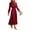 Wine Red, variant on PRETTYGARDEN Women's Spring Fall Midi Dress Casual Long Sleeve V Neck Swiss Dot Pleated A Line Flowy Dresses